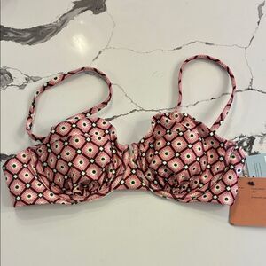 Shade & Shore Pink Floral Bikini Top 36 B
